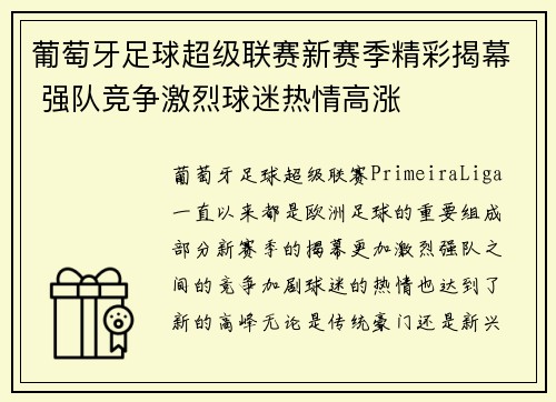 葡萄牙足球超级联赛新赛季精彩揭幕 强队竞争激烈球迷热情高涨